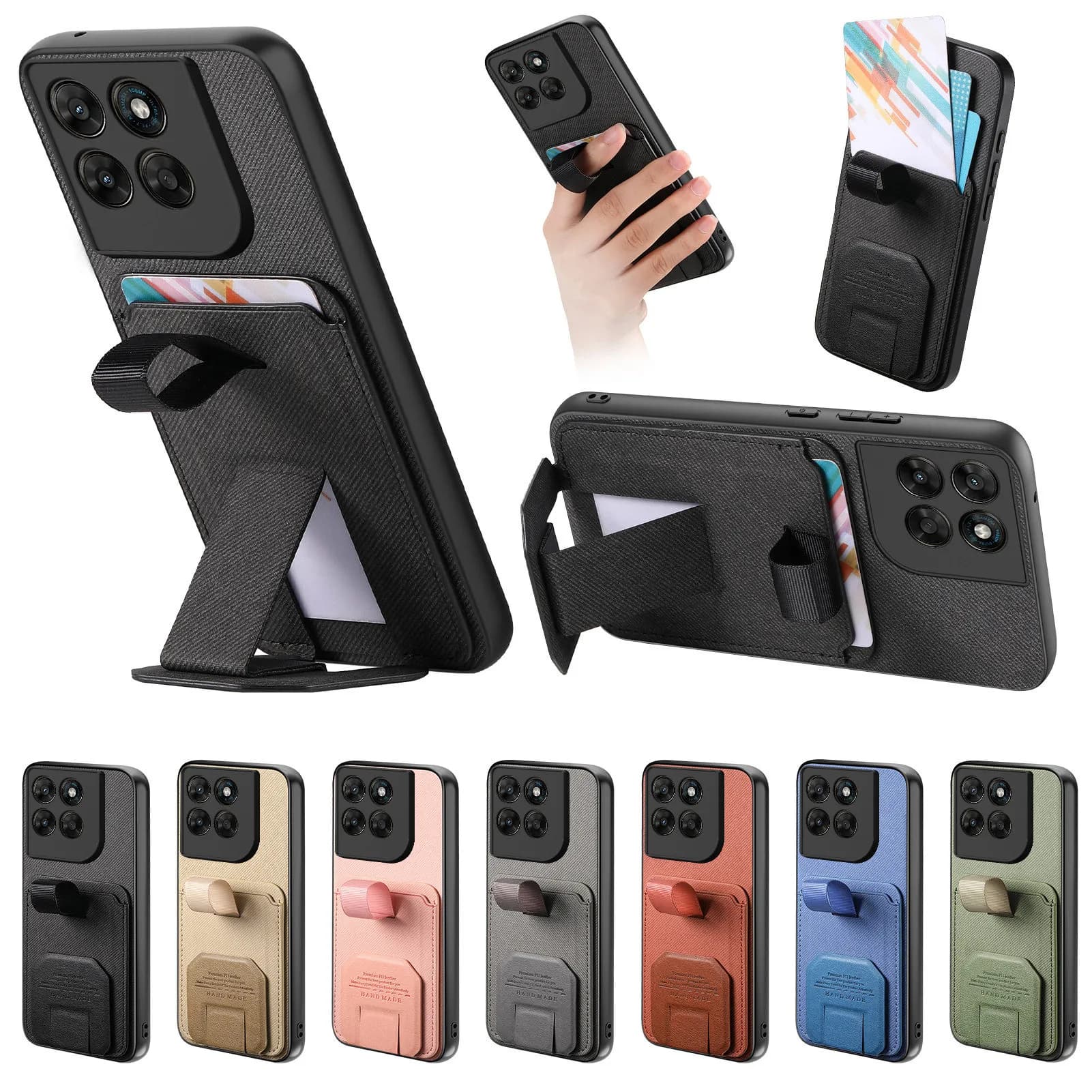 Finger Strap Phone Case For Motorola MOTO G37 power edge70 Max 5G G67 G77 G06 G86 G56 X70 60 fusion Shockproof Card Holder Cover