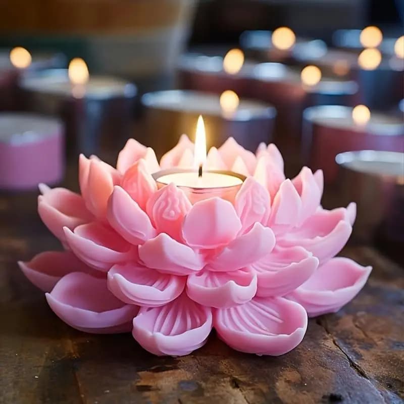 Stampo in Silicone a Forma di Fiore di Loto per Candele, Resina, Aromaterapia, Gesso e Decorazioni per la Casa
