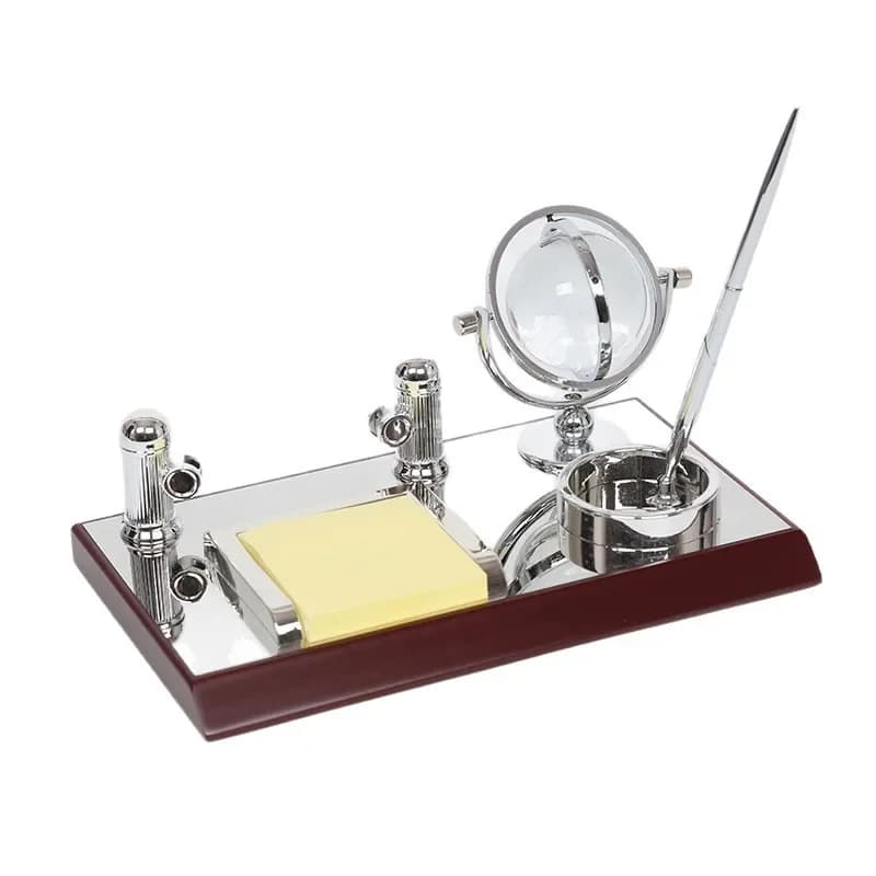 Mirror wooden ornament sticky notes high-end, practical, office desktop jewelry pen holder desk