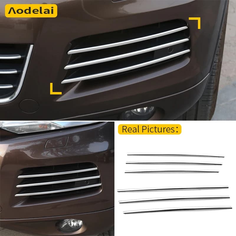 1 Set adesivi per copertura rivestimento in acciaio inossidabile per fendinebbia anteriore per auto per accessori per strisce decorative fendinebbia VW Touareg