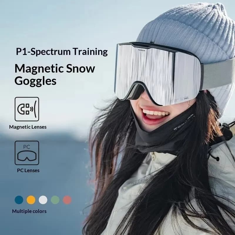 Airo Magnetic Ski Goggles HD Cylindrical Anti-Fog Children Women's Clip-On Myopia Glasses Professional Snowboard PVC PC Lens