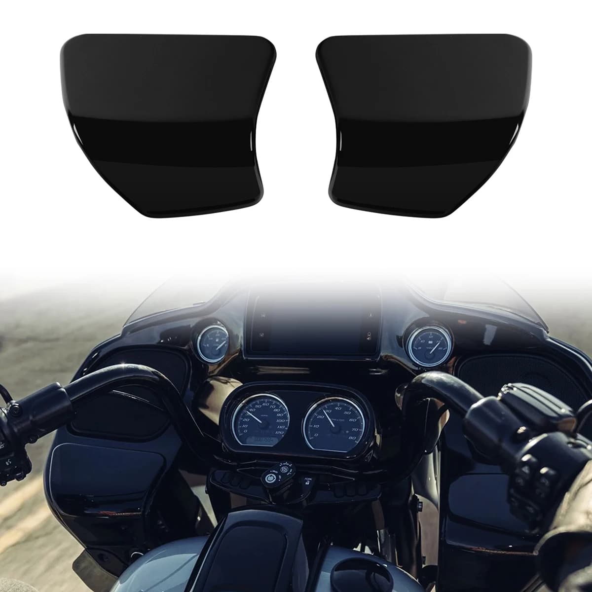 Moto Vivido Nero Interno Carenatura Porta Guanti Copertura Per Harley Touring Road Glide 2015-2023 FLTRX Non Verniciato di Ricambio
