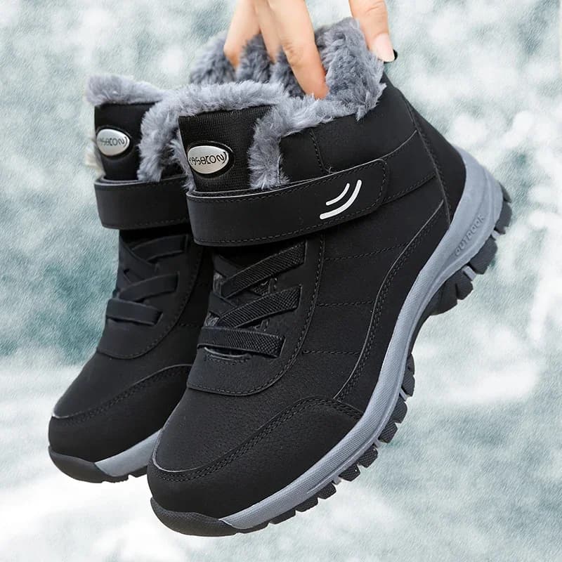 Stivali da neve per donna Scarpe invernali casual Piattaforma Stivaletti in pelliccia calda antiscivolo Stivali da moto da trekking all'aperto da combattimento in peluche