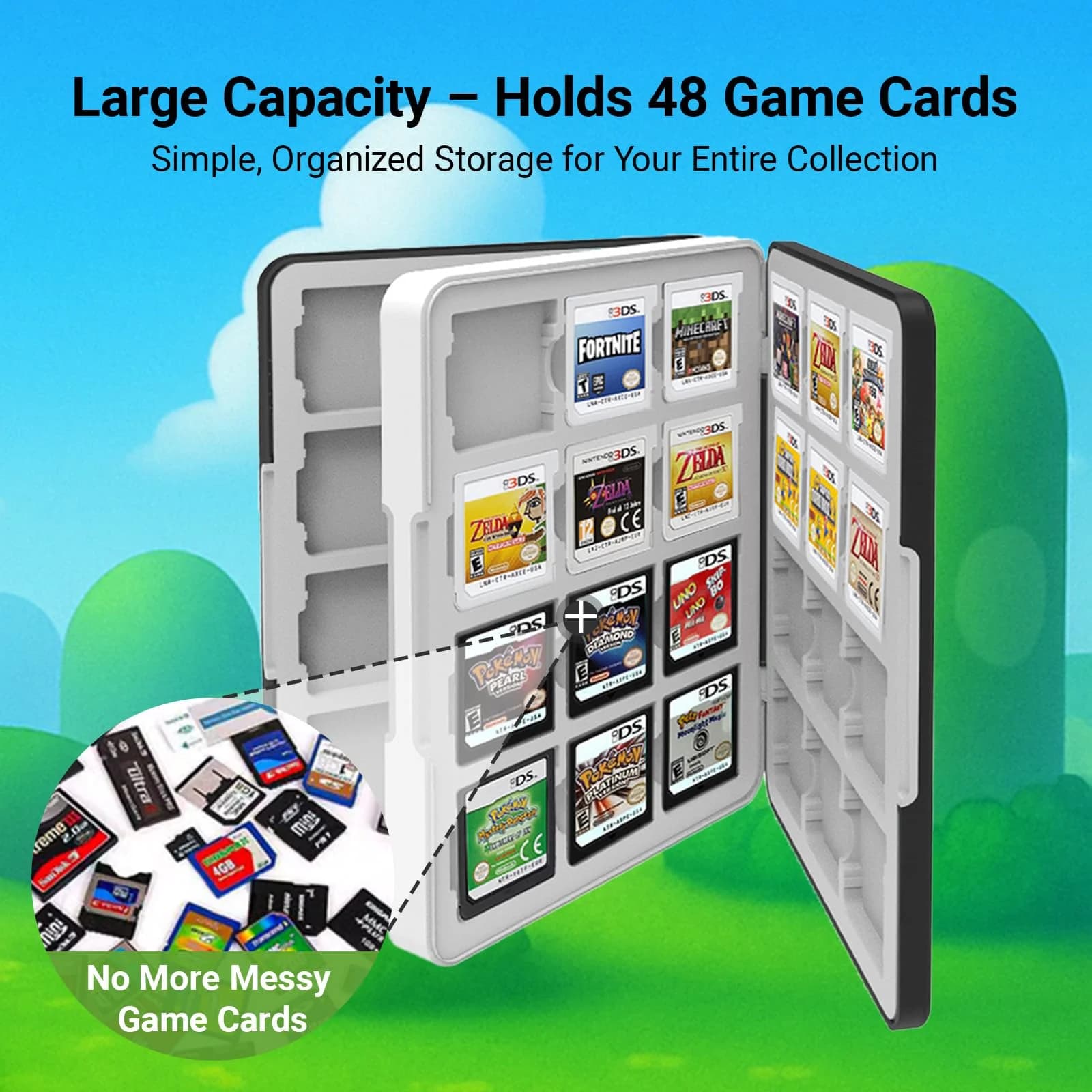 3DS Game Case 48 Slot DS Game Holder Compatible For Nintendo New 3ds / 3ds / 3ds Xl/Dsi/Ds/New 2ds / 2ds Xl le Storage Box