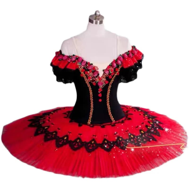 Rosso Paquita Tutu di balletto professionale Pancake Lago dei cigni Tutu Ballerina Costumi Costume da ballo Vestito da pattinaggio di figura Ragazze