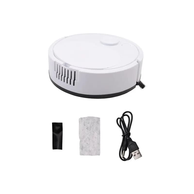 AC76-Aspirapolvere Automatico con Ricarica USB, Robot Aspirapolvere Intelligente per Pulizia e Lavaggio, Bianco