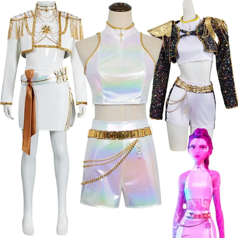 Costume cosplay per bambini Kpop Demon Hunters Rumi Mira per bambini Ragazze Abbigliamento da palcoscenico Abiti da gioco di ruolo Abito di carnevale di Halloween