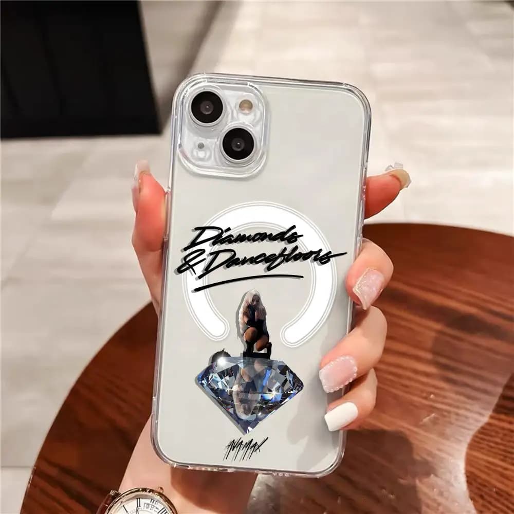 Custodia A-ava Max per iPhone 17 16 15 14 13 12 Pro Max Plus, magnetica trasparente sottile con ricarica wireless