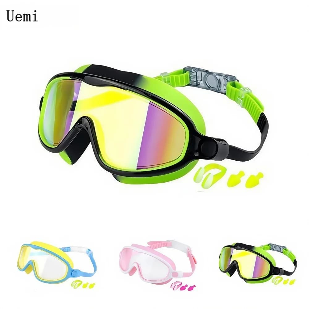 Children's Swimwear with Large Montature, Anti-fog, UV380 Protection, Clear and Colorful Vision for Boys (3-15 Years)