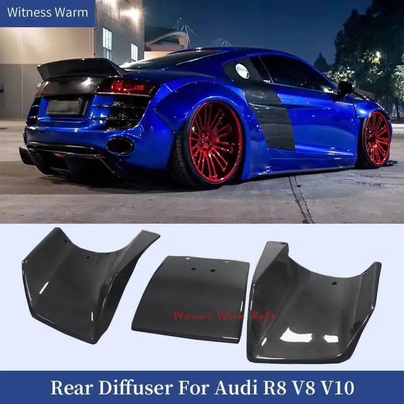 Carbon Fiber Car 3 pcs/set Rear Bumper Diffuser Lip Splitter For Audi R8 V8 V10 2007-2015