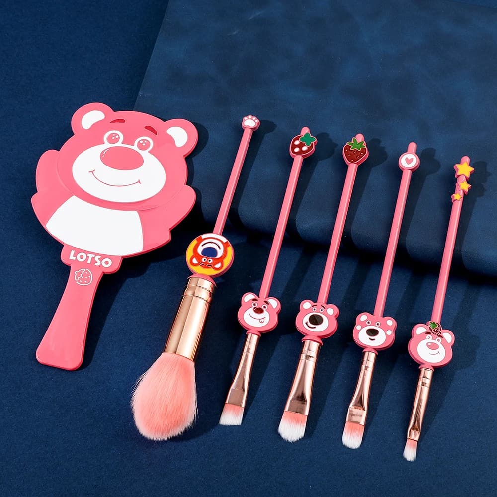 5 pcs/set Kawaii Lotso Cosplay Makeup Brush Brush For Cosmetic Face Makeup In Powder Evidence Mixing Eyebrow Umbrella Brush Girl