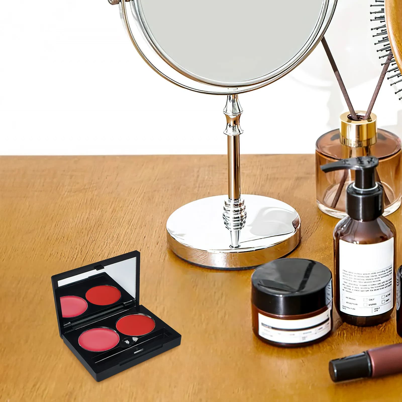 3 sets of umbrellas, empty containers, light plastic containers for makeup, for travel and everyday use.