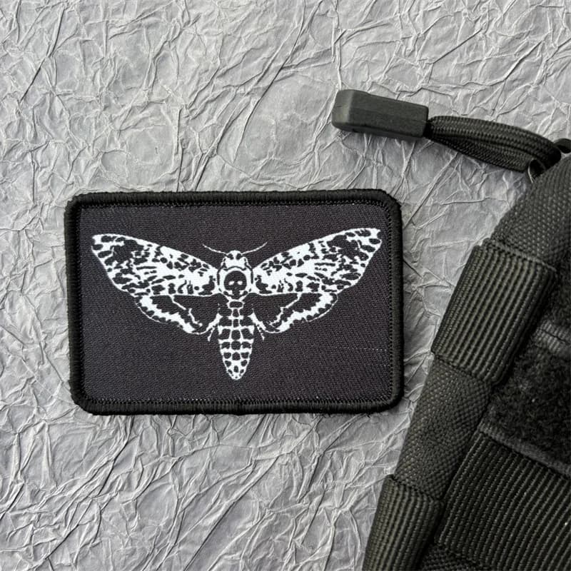 Gothic tactical moral badge patch with death head moth on clothes Print patches with bracelet hook Accessories for backpacks Stickers