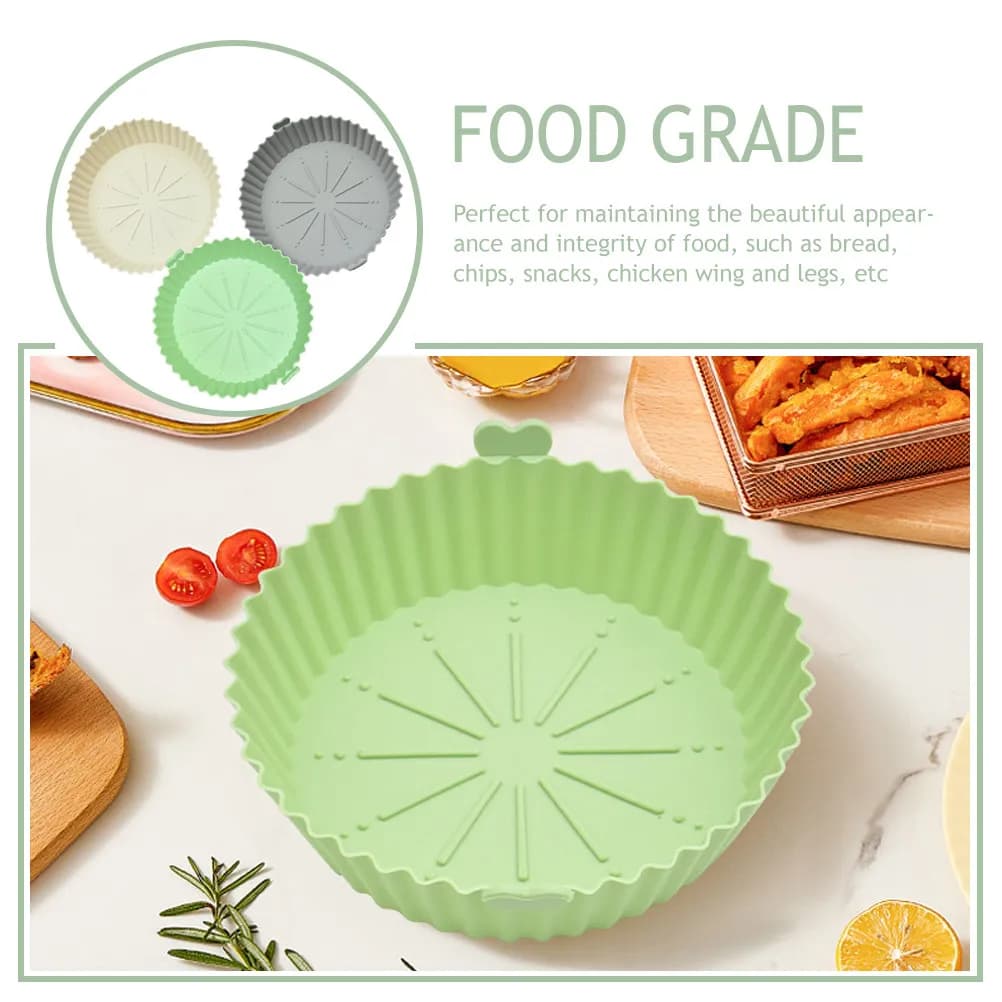 Set di 3 Tappetini in Silicone per Friggitrice ad Aria, Antiaderenti, Riutilizzabili, Resistenti al Calore, Accessori Pratici per Friggitrice