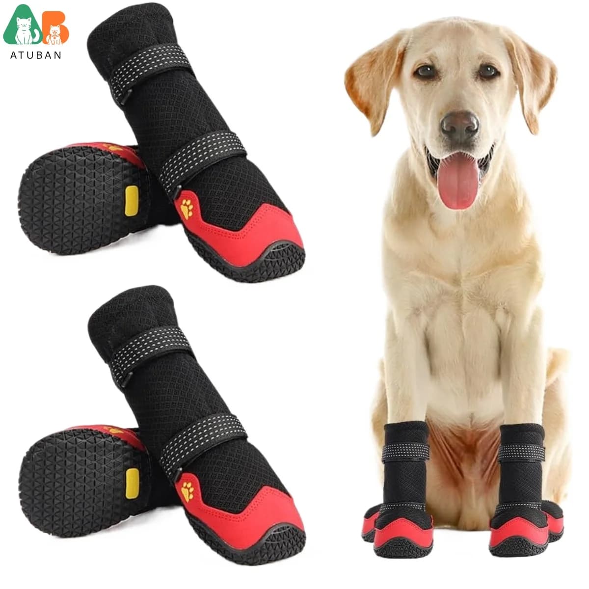 4 pezzi scarpe per cani per pavimentazione calda stivali per cani antiscivolo scarpe per cani impermeabili per tutti i cani cinghie riflettenti stivali per cani da compagnia per l'escursionismo
