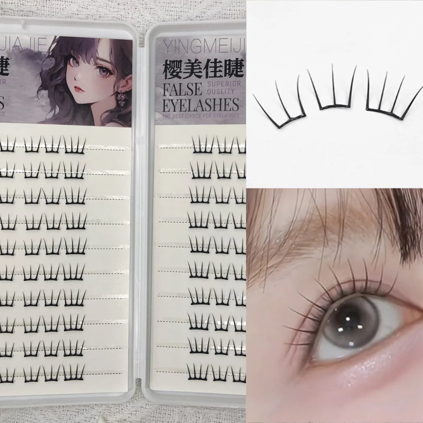 Ciglia finte stile coreano senza colla Ragazza Gruppo Estensione ciglia moda Manga naturale Ciglia fai da te segmentate Grande capacità