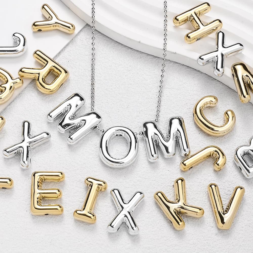 10Pcs CCB Plastic Letter Beads Golden Silvery Loose Spacer Beads For Jewelry Making DIY Keychain Earrings Necklace Bracelet