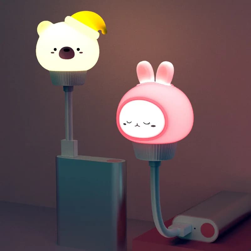 Luce notturna USB LED Lampada da notte simpatico cartone animato Orso Pulcino Gattino Telecomando per lampada da comodino decorazione camera da letto per bambini