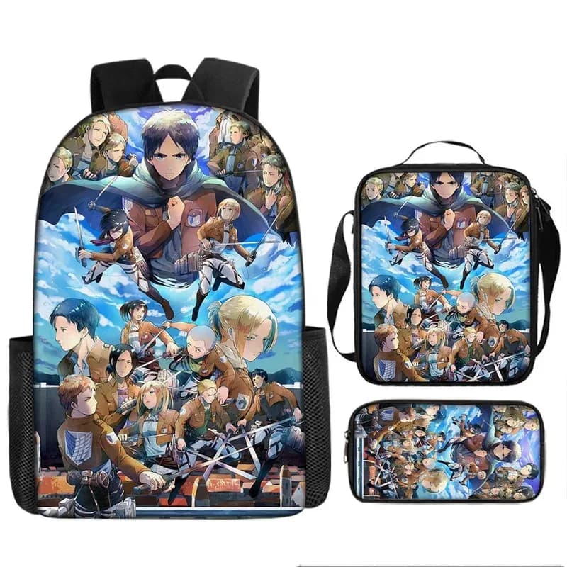 Anime Attack on Titan Backpack Schoolbag Lunch Bag Pencil Case Set Gift for Kids Students