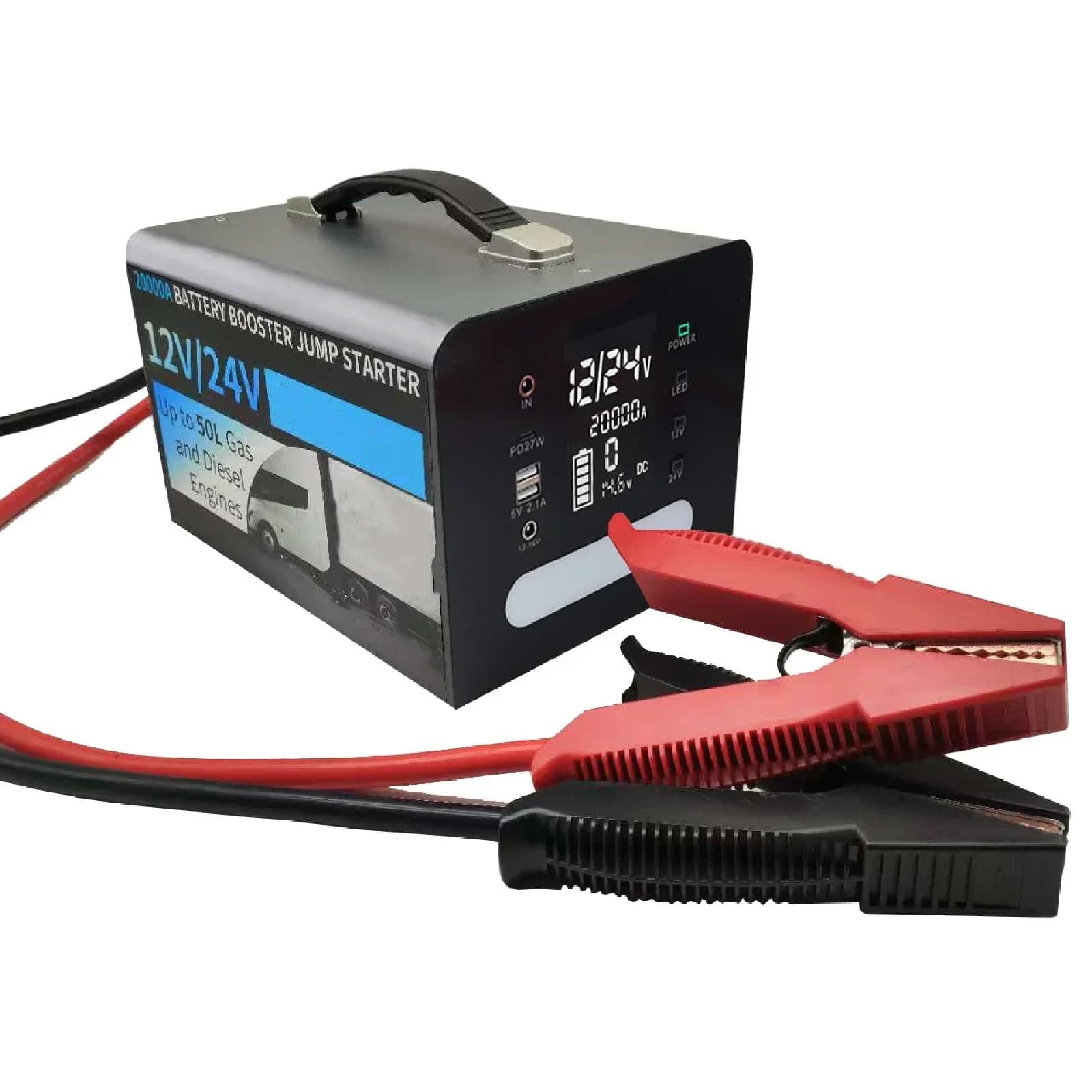 80000mah Portable Multi-Function Car Jump Starter 12V 24V Rechargeable High Power Battery with 20000A Peak Current for Trucks