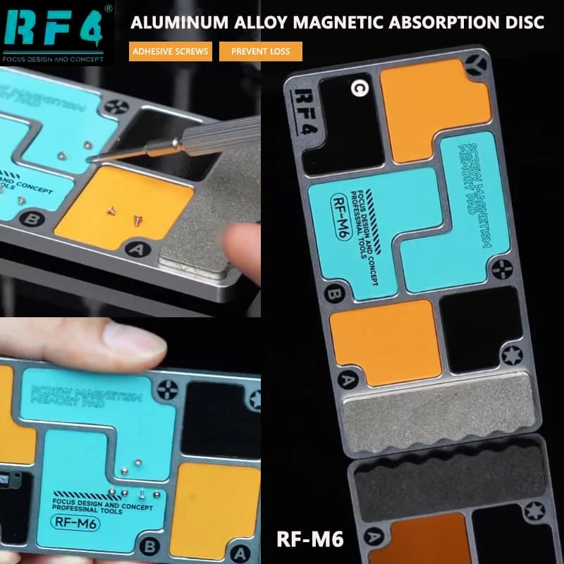 Vassoio Magnetico Porta Viti in Lega di Alluminio RF4 per Riparazione di Telefoni Cellulari, Computer e Tablet, Previene la Perdita RF-M6