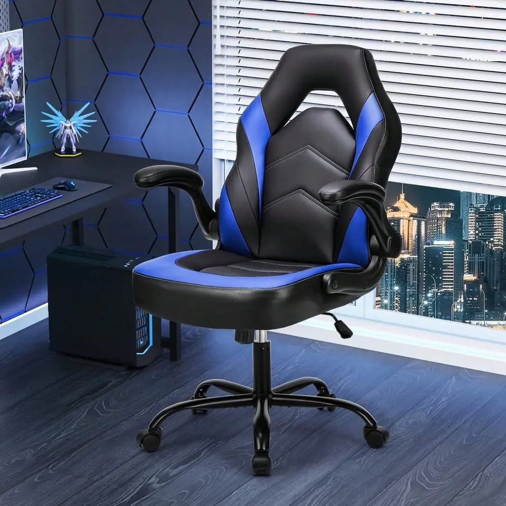 Sedia da gaming in pelle extra large, sedia da ufficio girevole grande e alta con braccioli ribaltabili