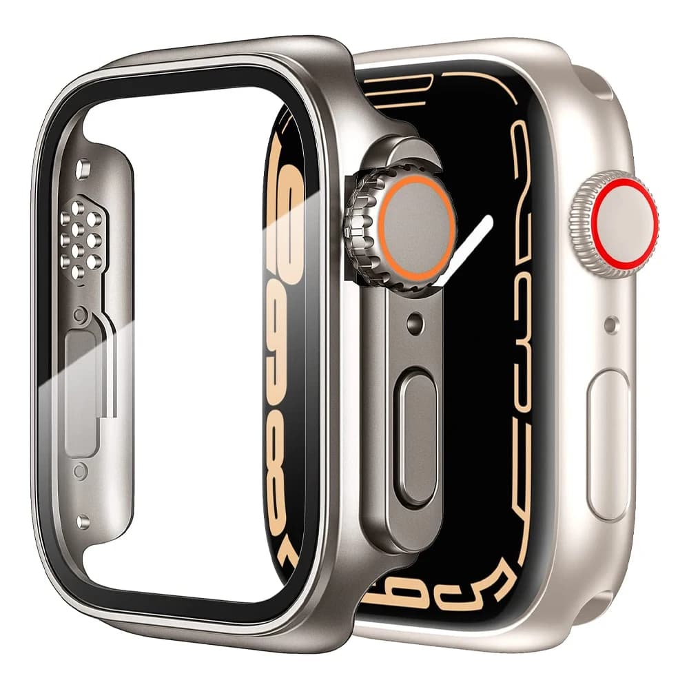 Cambia in Ultra 49mm Proteggi schermo per Apple Watch Case 40mm 44mm 45mm 41mm Cover per PC + Pellicola in vetro iwatch serie 8 7 6 5 4 SE