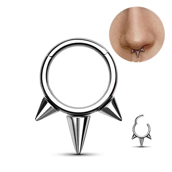 1 pezzo punk naso a spillo setto anello in acciaio chirurgico narice piercing al naso clicker segmento incernierato naso cerchi 16g cartilagine orecchino