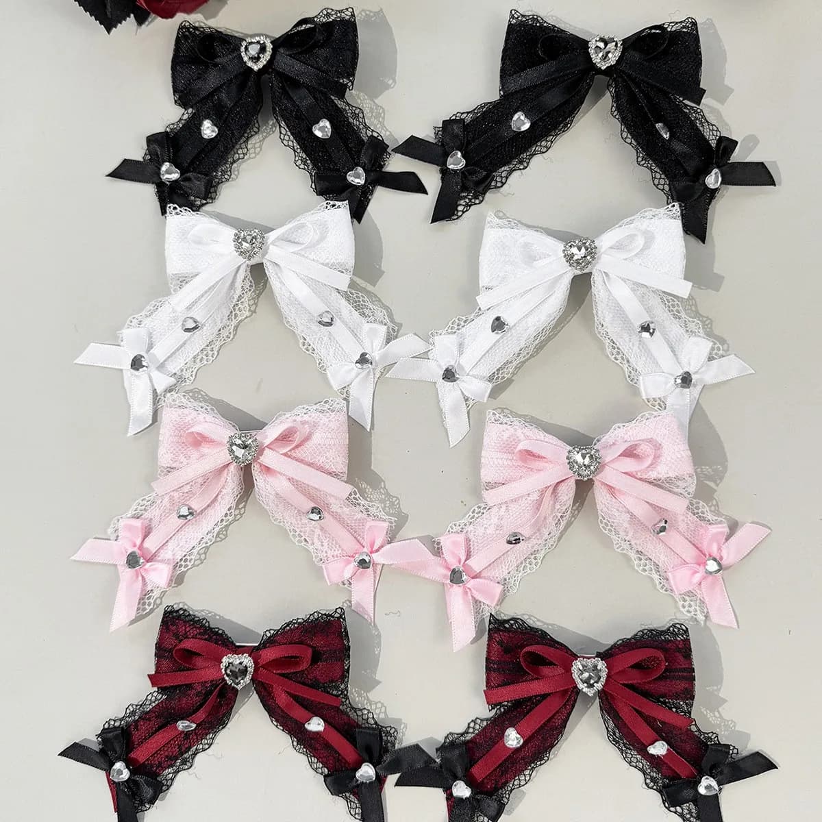 Fermaglio per capelli da donna con fiocco in pizzo, fermaglio gotico a croce, clip per coda di cavallo, accessori per capelli