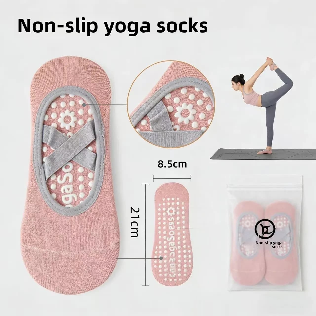Yoga Socks for Women with Silicone Anti-slip, Ballet Socks and Pilates Breathable with Elastic Fascia