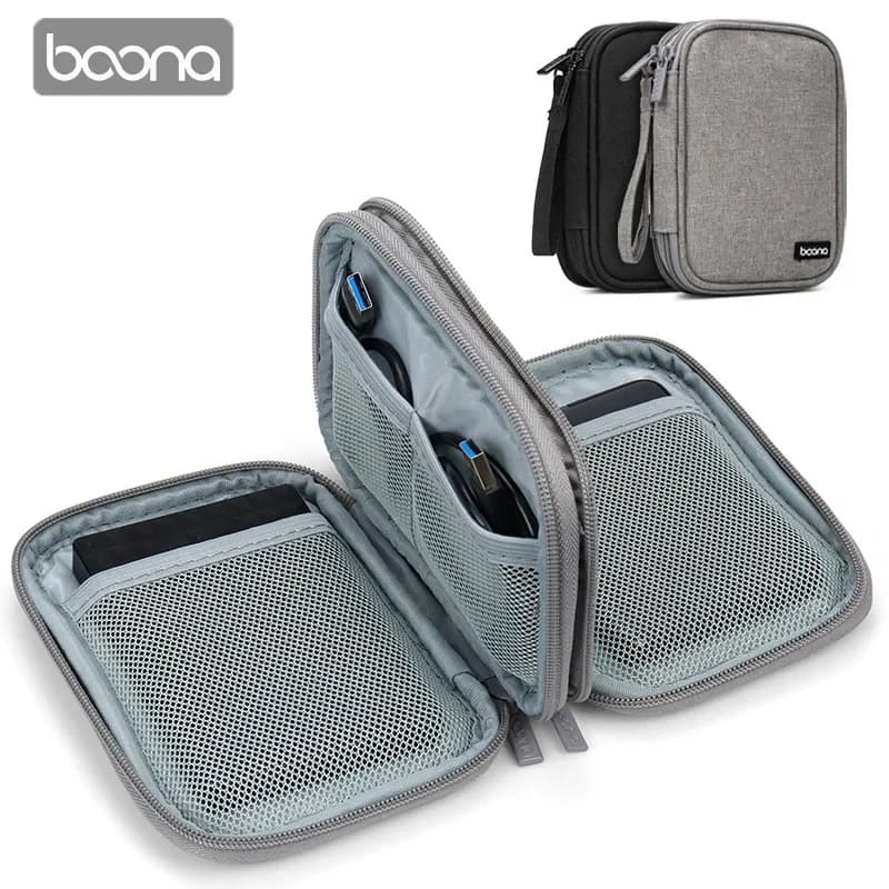 BOONA Borsa per HDD esterna portatile da 2,5 pollici Borsa per disco rigido USB esterno Custodia per cavo USB Custodia per disco rigido tascabile