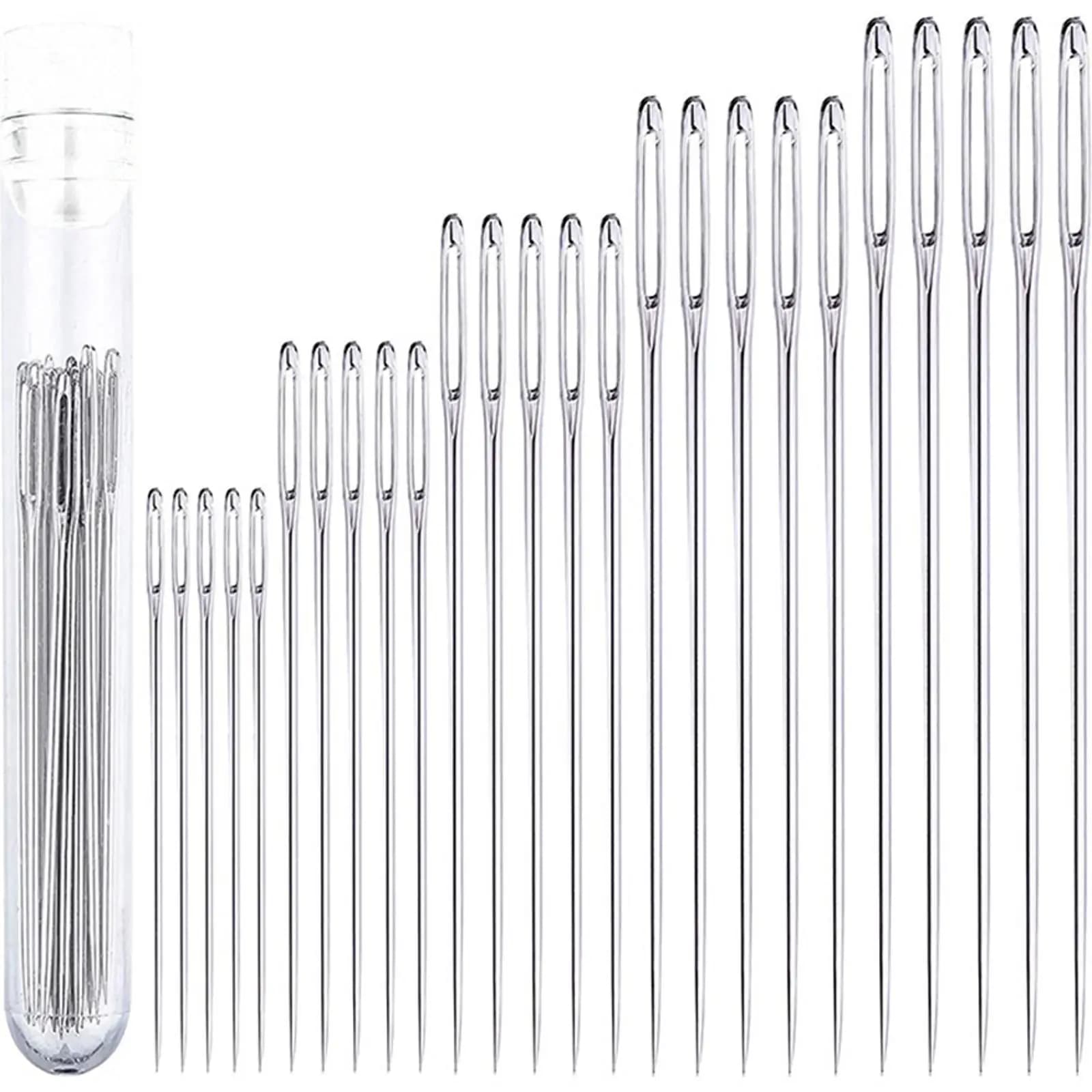 25x stainless steel sewing needles to thread stitching needle stitching for big eyes