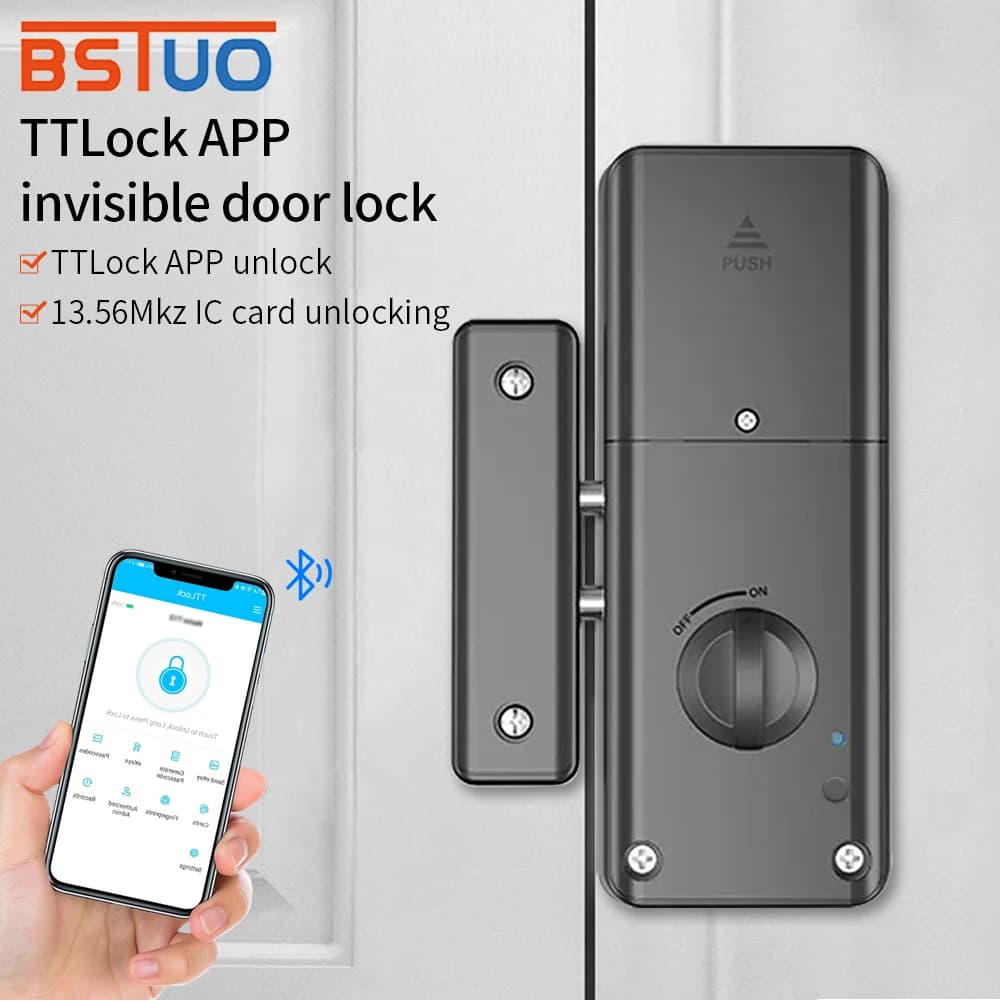 Serratura invisibile TTLOCK Serratura intelligente per porta in legno APP Scheda IC Serratura elettronica per porta nascosta per interni con gateway G2 per sbloccare Alexa