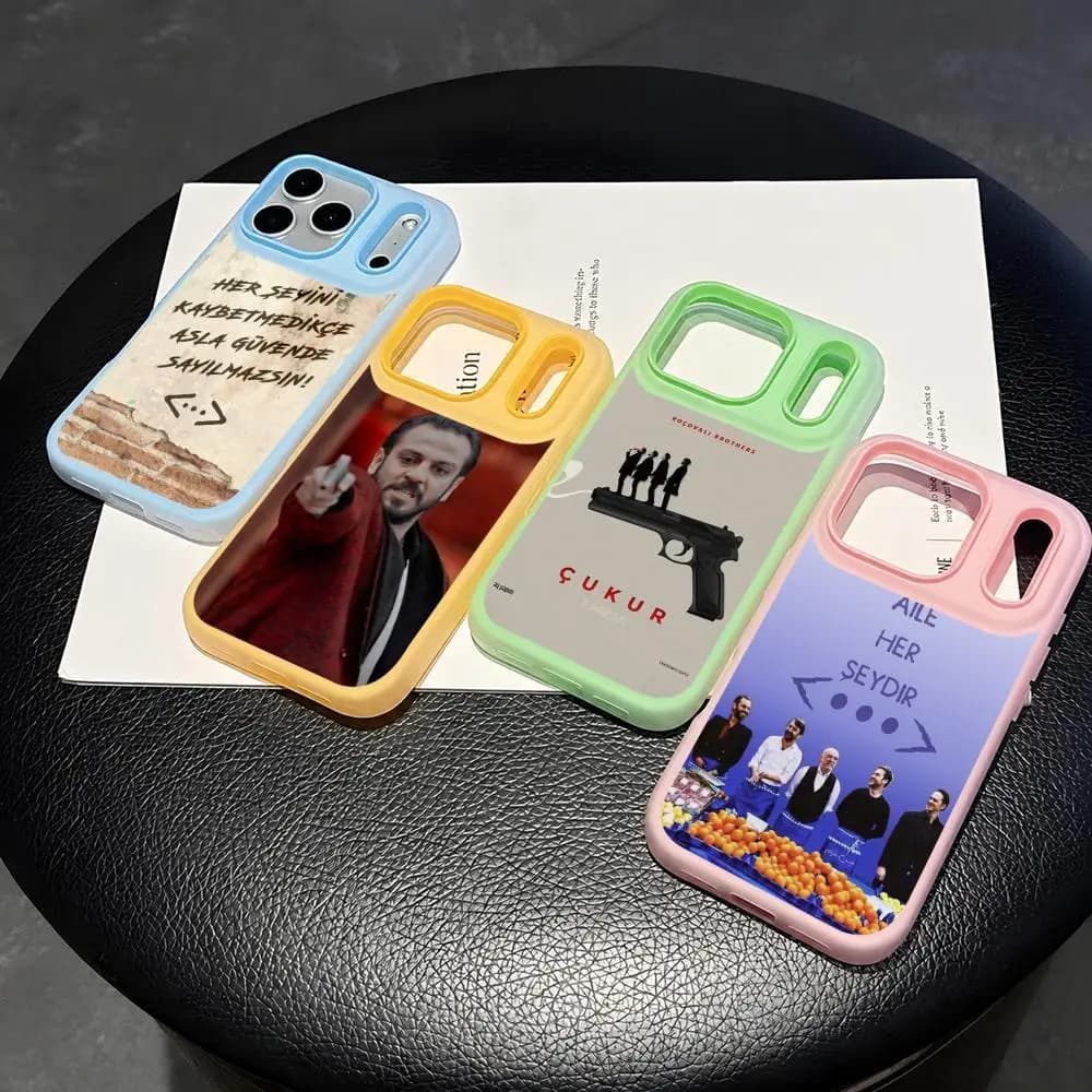 Turkish TV Series Cukur Phone Case 2-in-1 Detachable Clear with Card Holder for iPhone 12-17 Soft Multi-Color