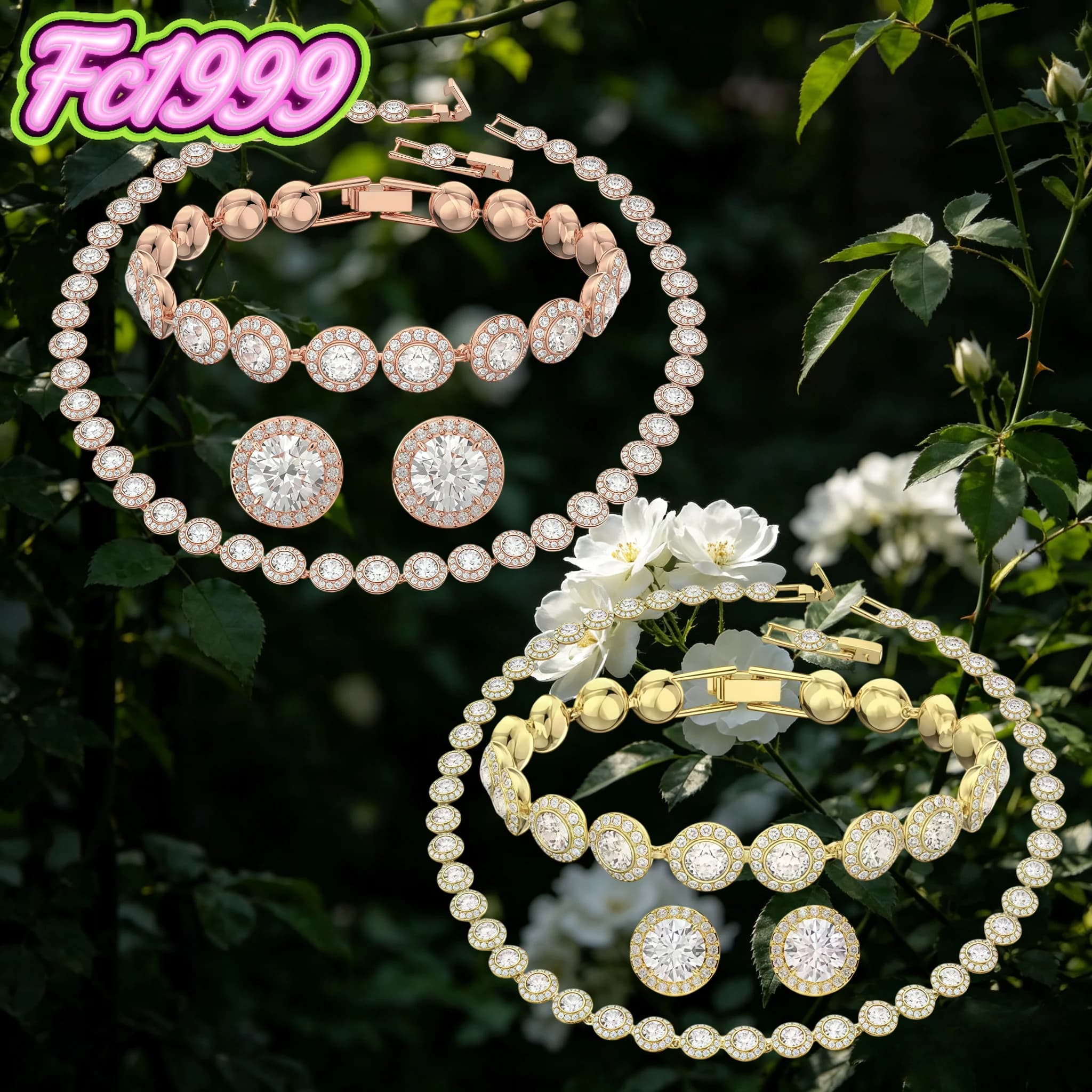 Top selling Princess Sparkling Crystal Wedding High-end Jewelry Set Charming Women's Heart-shaped Necklace Earrings Bracelet