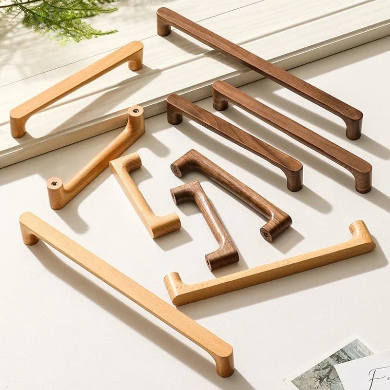 Maniglia in legno massello stile legno, nuova maniglia moderna minimalista cinese per ante di armadi, maniglia piatta per cassetti e guardaroba