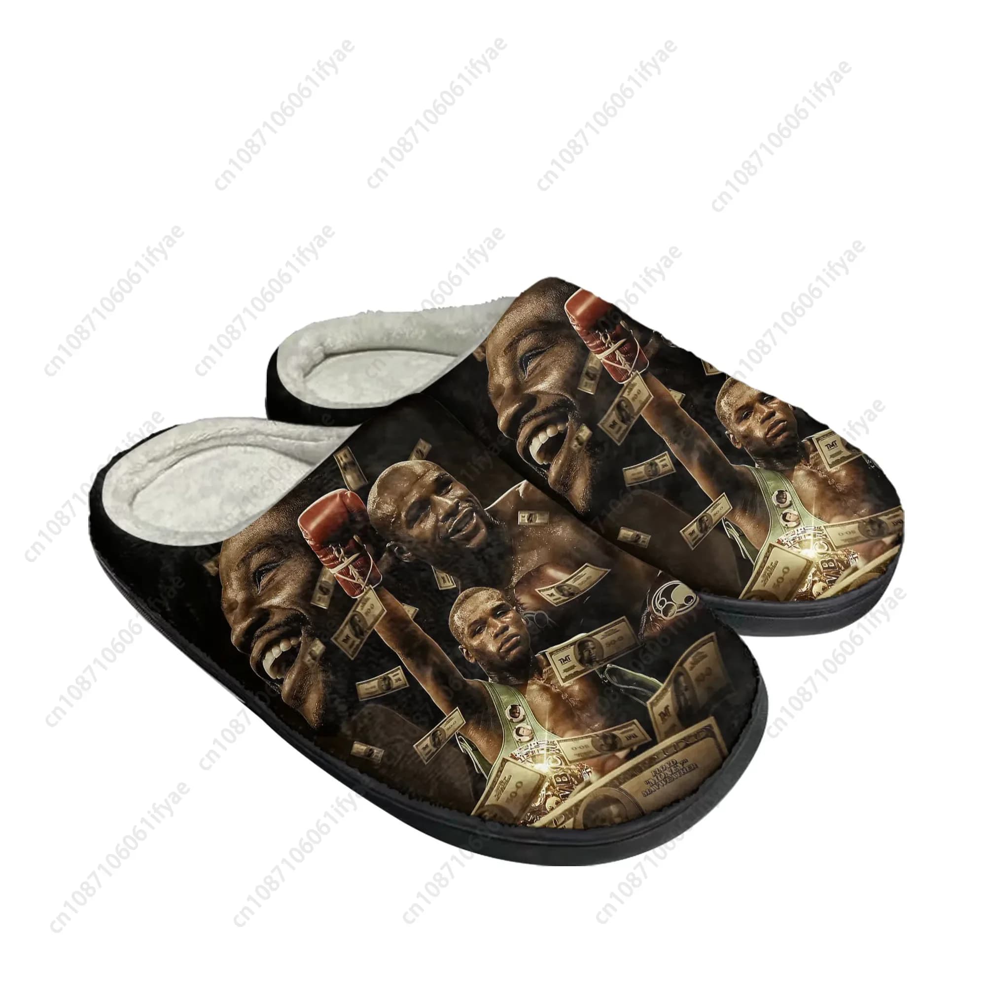 Floyd Mayweather Undefeated Boxing Champ Home Cotton Slippers Mens Womens Plush Bedroom Casual Keep Warm Shoes Customized Shoe