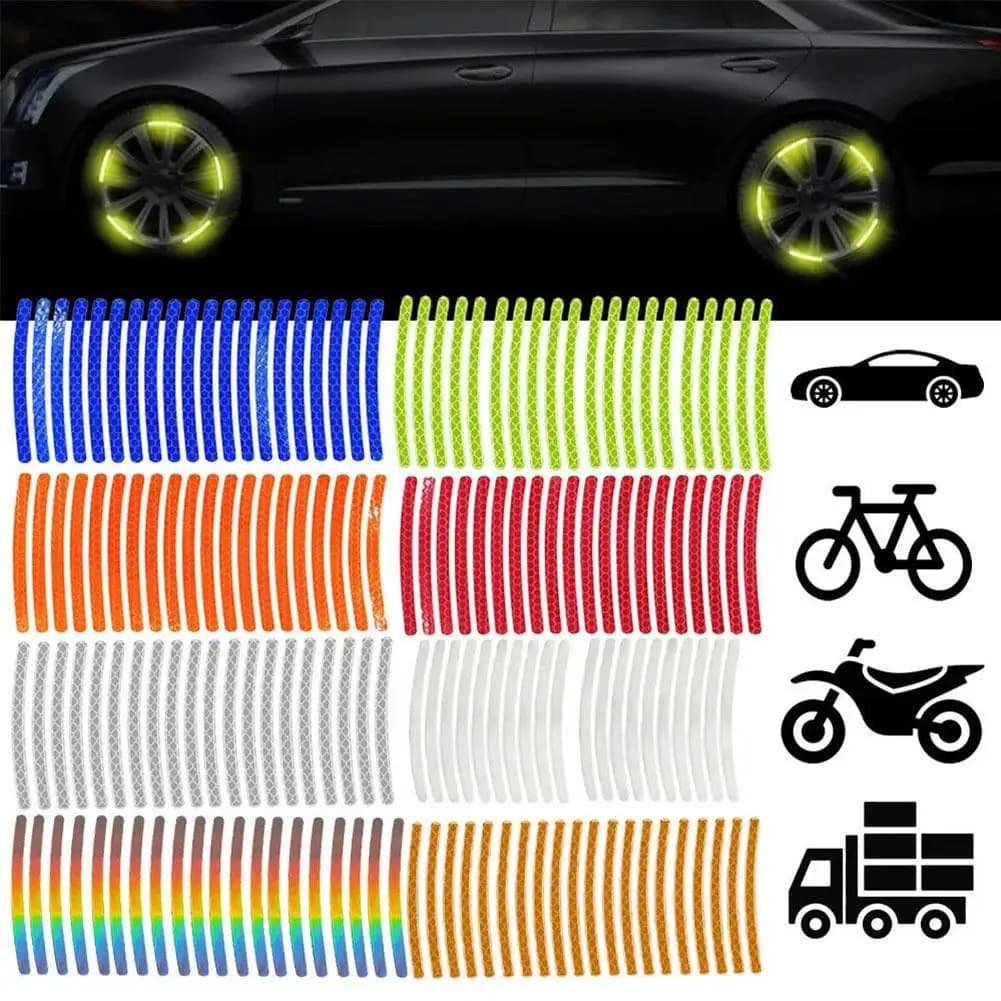Auto Pneumatico Cerchione Adesivo Riflettente Avvertimento di Sicurezza Notturno Auto Moto Decalcomanie Striscia Ruota Riflettore Mozzo Adesivi 20 Pz Bici N6T1
