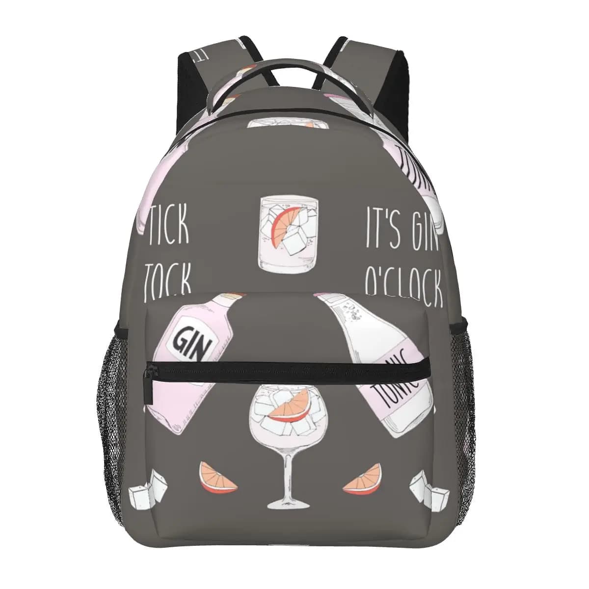 Gin O'clock Gin Lover Gi Zaino per studenti Borsa da scuola Zaino da viaggio per escursionismo per uomo Donna Borse a tracolla per libri alla moda