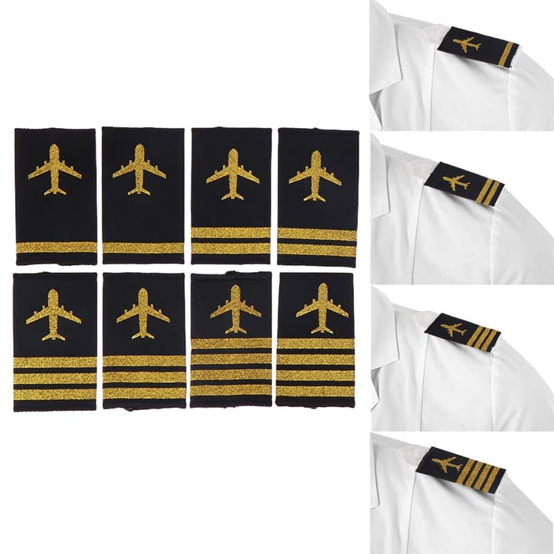 1Pair Clothing Decoration Epaulettes Professional Pilots Uniform Epaulets Craft Shoulder Badges DIY Clothes Decor AccessoriesHot