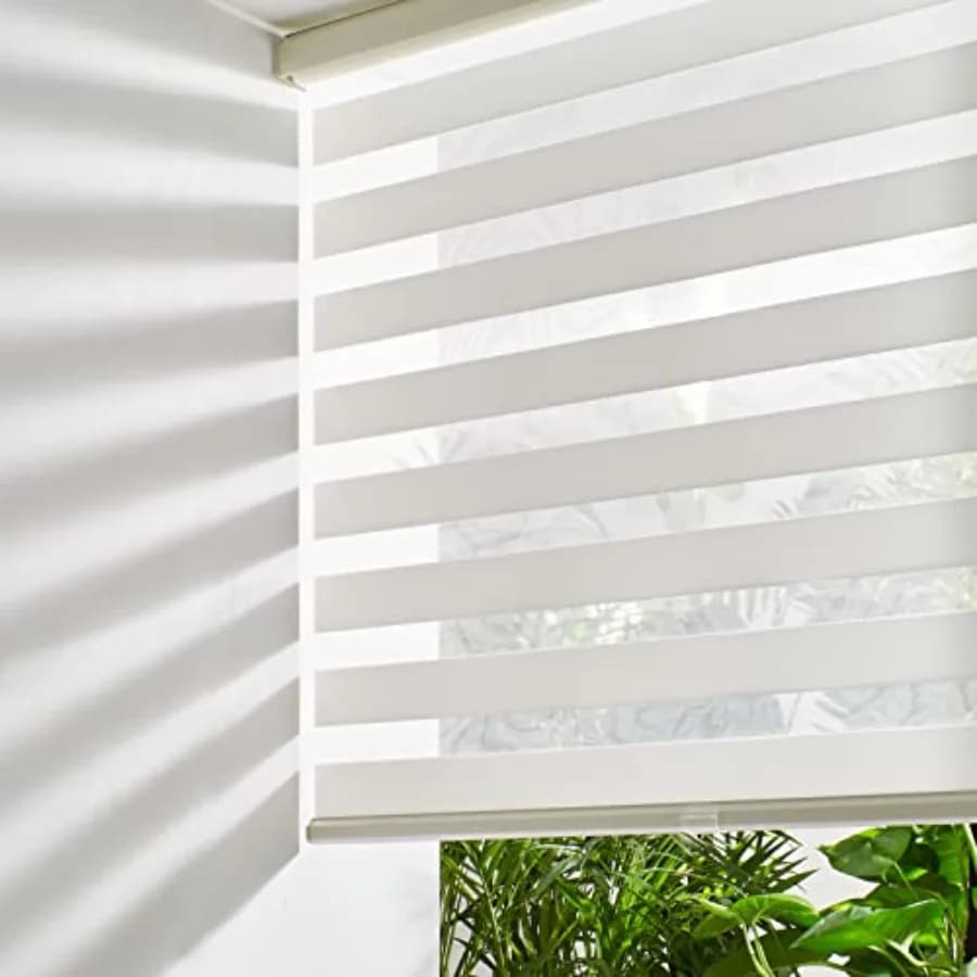 Tende a Rullo Zebra Senza Fili per Finestre, Tende Avvolgibili Free-Stop 60 cm L x 183 cm A, Doppio Strato per Controllo Luce Giorno e Notte