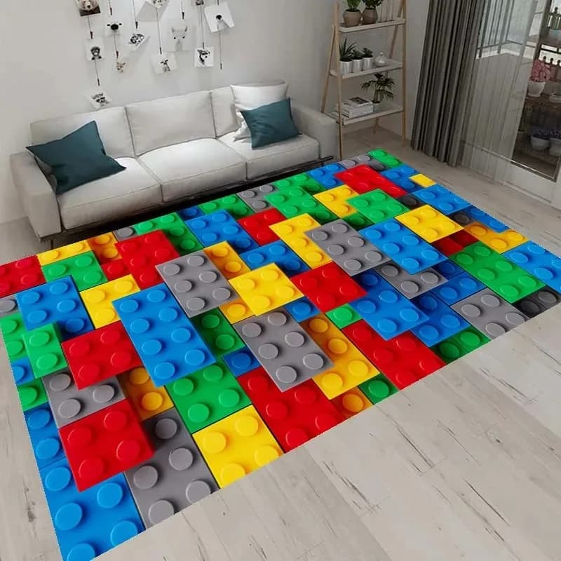 3D colored carpets with geometric blocks for living room bedroom toys building carpet home furniture for children's room anti-slip mat