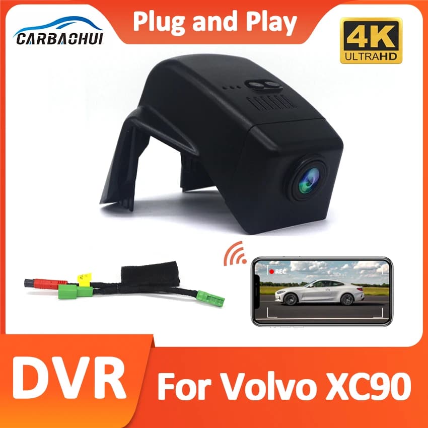 For Volvo XC90 2015 2016 2017 2018 2019 2020 2021 2022 Plug and play DashCam 4K UHD 2160p Auto DVR Wifi Video Camera