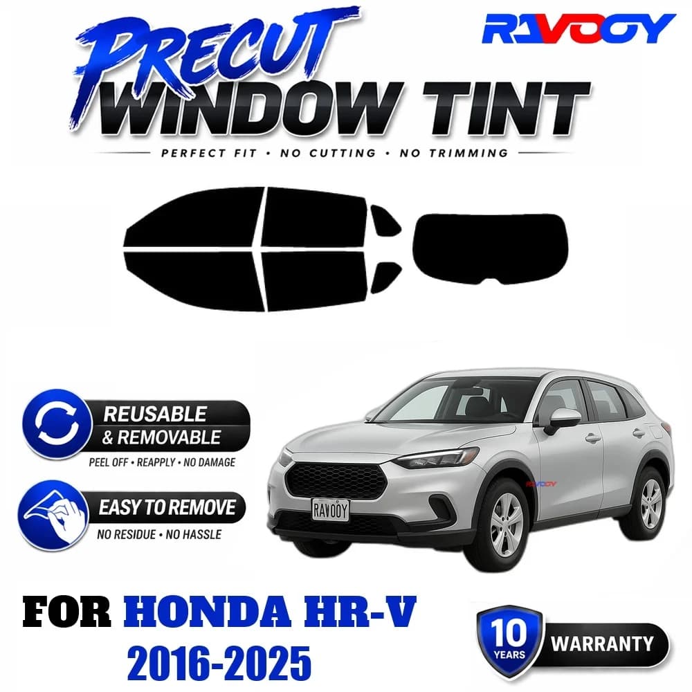 RAVOOY Precut Window Tint, Reusable Removable EPU Film, Custom Fit for Honda HR-V 2016-2025, UV Heat Protection
