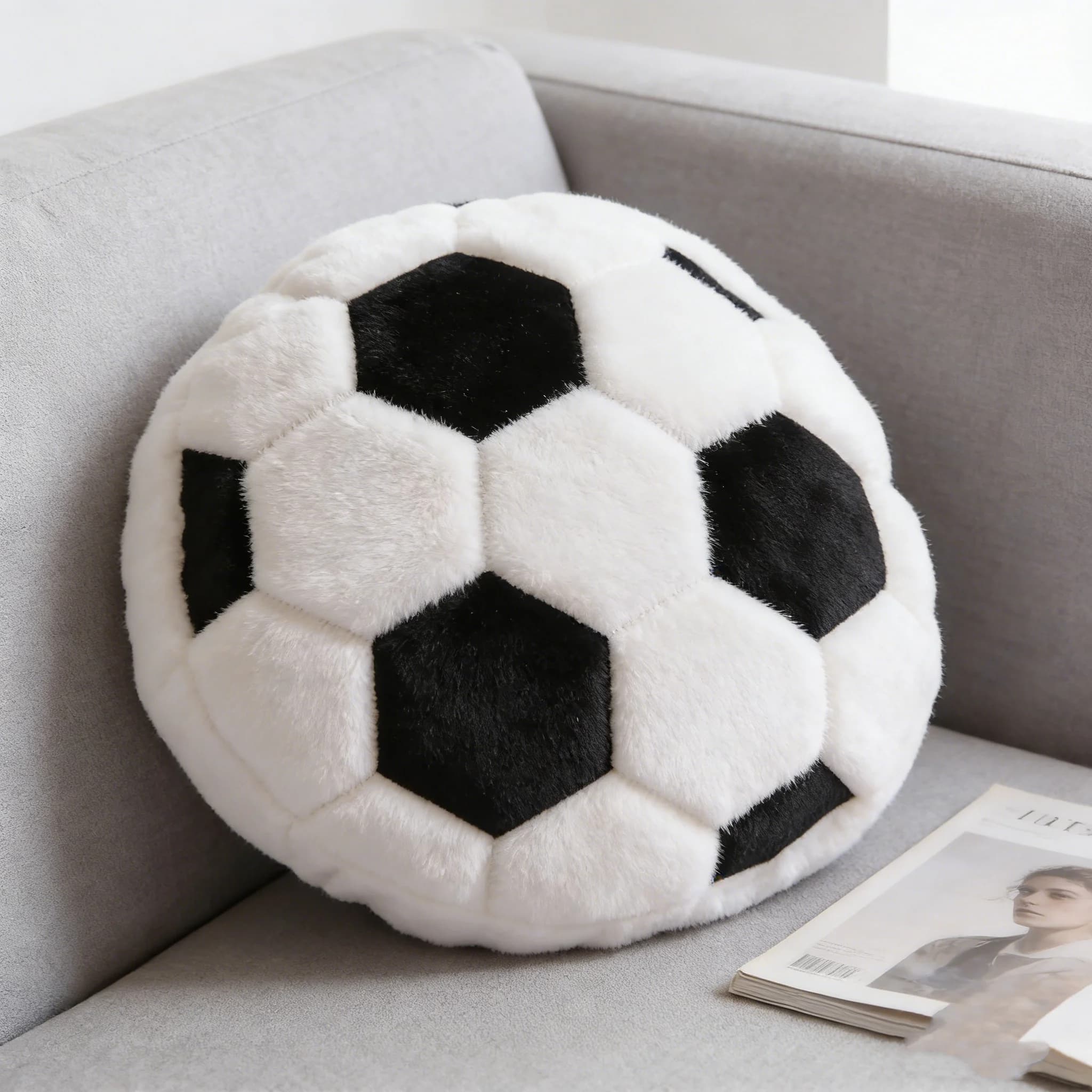 Cuscini Sportivi Morbidi in Peluche per Soggiorno e Arredamento Casa, Cuscino a Forma di Pallone da Calcio/Basket per Seduta/Schienale