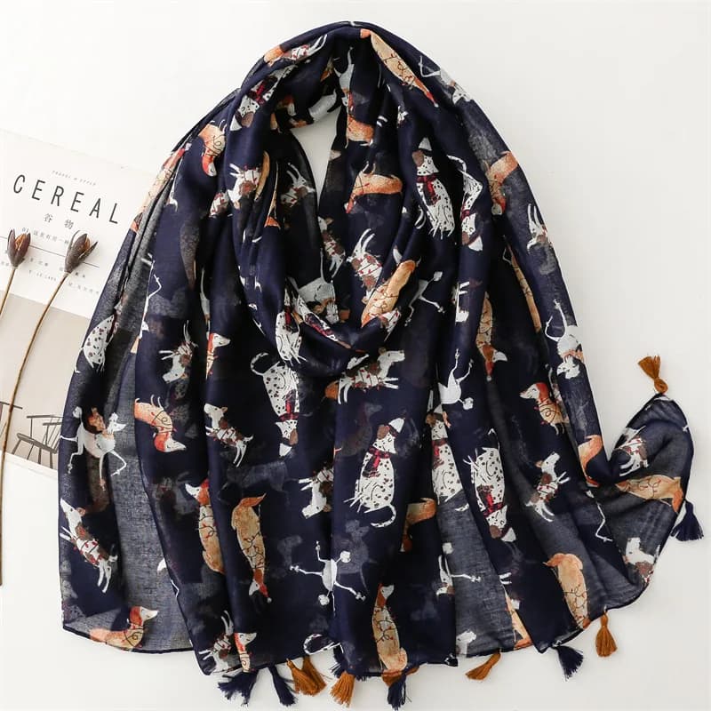 Fresh clothing of cartoons with cotton scarf and flax animal scarves for dogs spotted shawls for solar travel protection 90x180cm