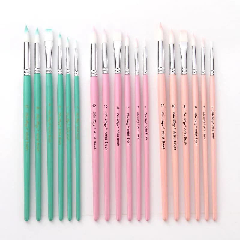 6 Pcs/Set Macaron Wooden Handle Nylon Hair Painting Brushes Watercolor Oil Acrylic Brush Art Pen for School Student Supply
