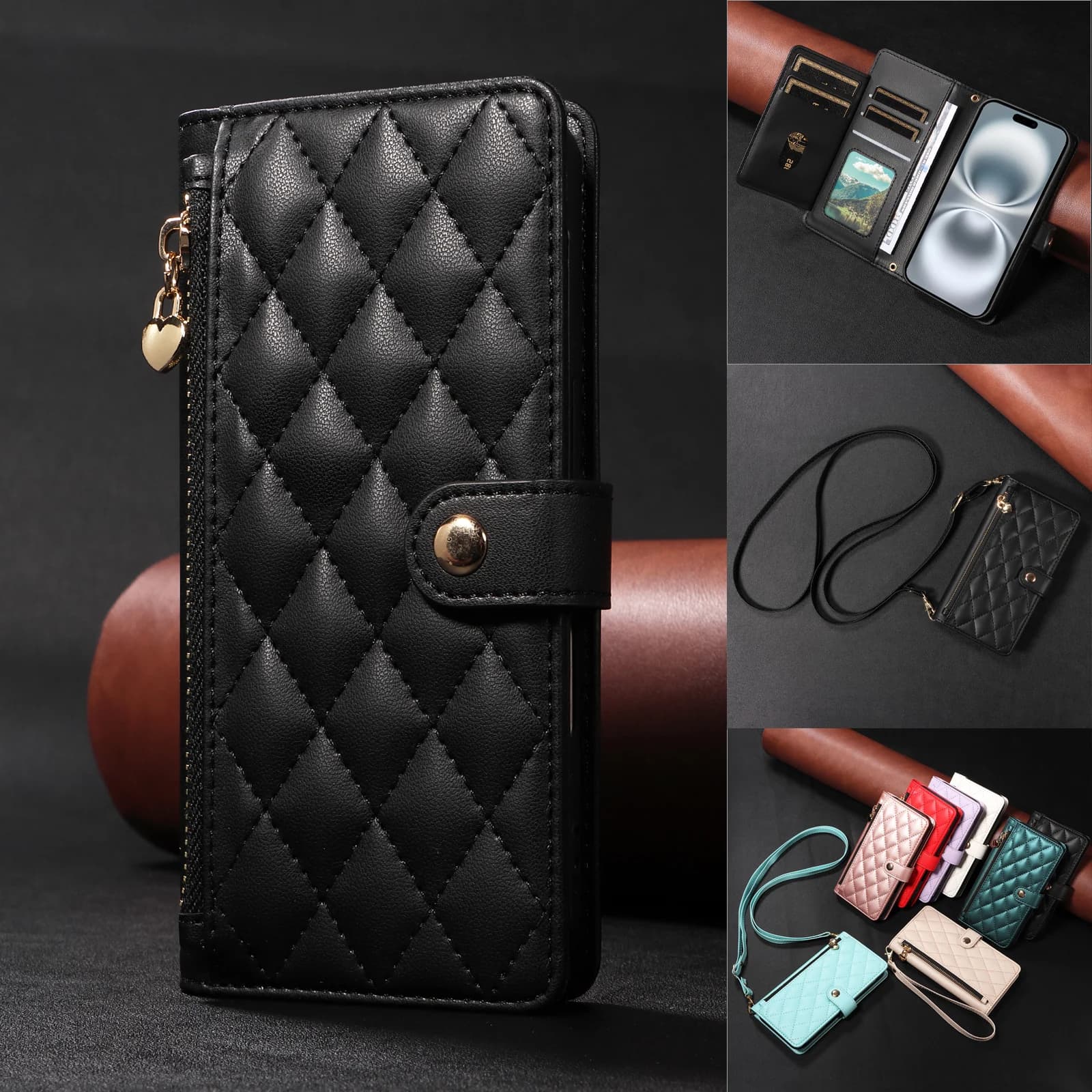 Wallet With Card Slot Kickstand Magnetic Flip Leather Case For iPhone 17 Air 16 Pro Max 16E 15 Plus 14 13 12 11 8 7 X XS XR