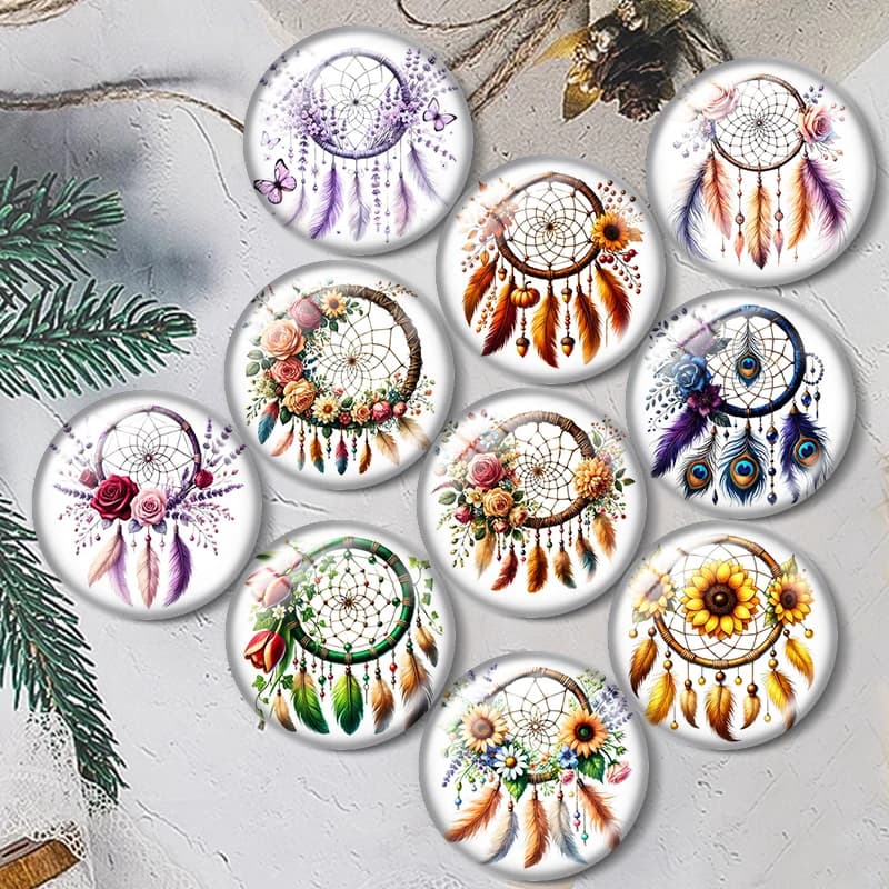 Dreamcatcher Clipart 10pcs 12mm/18mm/20mm/25mm Round photo glass cabochon flat back Making findings for bracelets