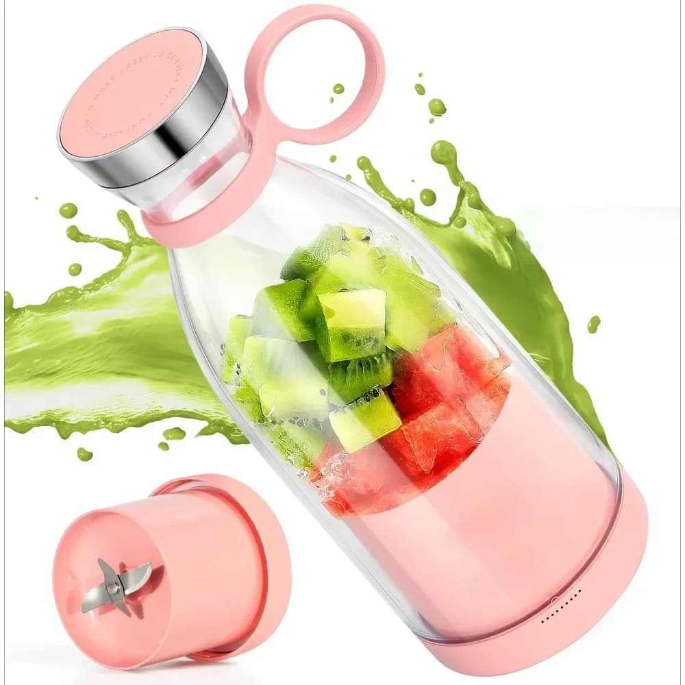 Frullatore Portatile USB Ricaricabile da 380ML, Estrattore di Succo di Frutta Fresca, Mini Frullatore Elettrico Veloce, Macchina per Smoothie e Ghiaccio